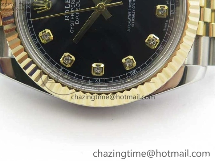 AAA Replica Watches SS Dial Wrapped WWF SS YG 41 Crystals DateJust 3128 on A YG Bracelet SoftTouch Edition Jubilee Best Wrapped Makers 126333 Black 0117